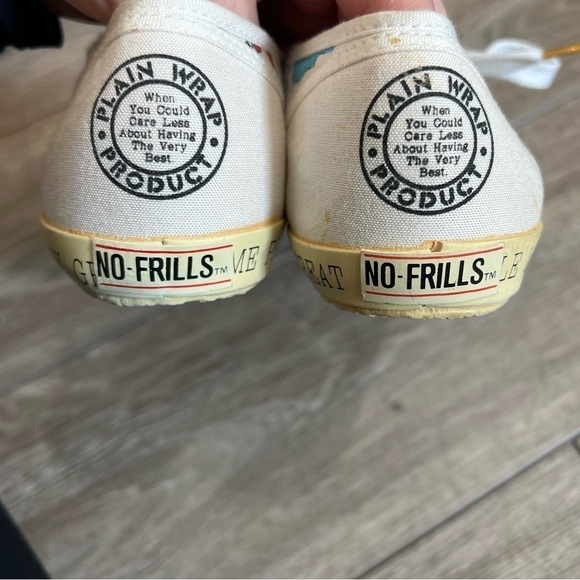 Vintage 80's NO FRILLS Low Top Sneaker Map Graphic Lace Up 6.5 B - Picture 4 of 10